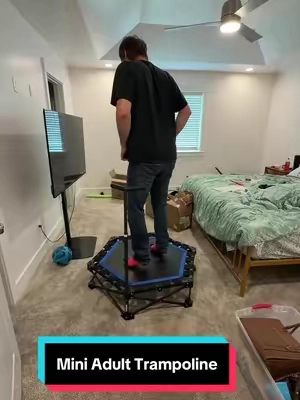 I’m obsessed with this 460lbs capacity trampoline! #adultrampoline #trampoline #minitrampoline #trampolinefitness #workout 