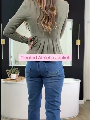 The cutest Pleated Athletic Jacket #athleticwear #activewear #jacket #TikTokshopbacktoschool #backtoschoolshopping 