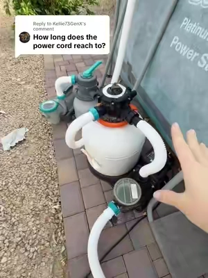 Replying to @Kellie73GenX  The Vevor FlashPure 16” pool pump and filter comes with about 3ft cord plus the timer cord, so plan on using a extension cord with it for sure 👍  #abovegroundpool  #p#poolpumppoolcleaning #tiktokshopcreatorpicks  