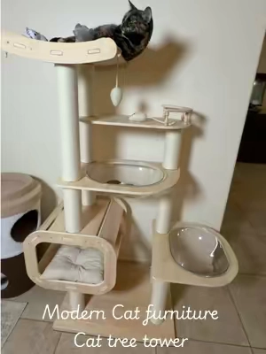 Finally a cat tree tower that is built to last and looks 👀 like nice furniture!! Love this cat tree for my 3 larger cats, I got the medium design option and the have the smaller one! #cattree #cattower #catcondo #catsoftiktok #tiktokshopcreatorpicks 
