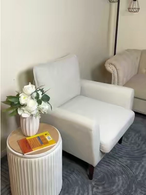 Modern Accent Chair, Plush Lounge Armchair with Sturdy Wood Legs for Living Room & Bedroom.Comfortable Bedroom Chair,chair with comfortable Cousion.Living room Chair. #accentchair #Loungechair #armchair #TikTokshopbacktoschool #tiktokcreatorpicks 
