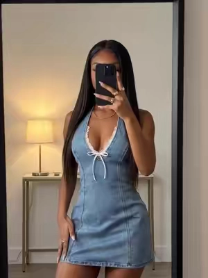 #denimdress #halter #casualdress #OOTD #cutedress 💗