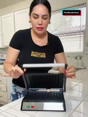 Parrilla eléctrica para panini MegaChef de doble placa antiadherente#tiktokshopcreatorpicks #tiktokshopsummersale #parrillaelectrica #planchaelectrica #cocina 