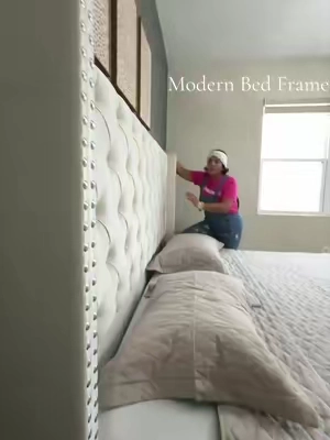 Modern Bed Frame, Velvet Upholstered Platform Bed with 51.6" Tall Wingback Headboard, Deep Button Tufted, No Box Spring Needed/Sturdy Structure Design/Luxury Furniture Design/Queen/King Size/Christmas Gifts[tiktokshopbacktoschool][SohoChic] @amerlifeofficial  #TikTokshopbacktoschool #tiktokshopcreatorpicks #luxurybed #bed #velvet 