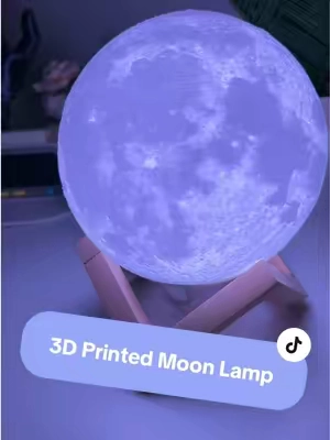 Your own moon, glowing every night 🌘 #3DPrintedArt #LithophaneLamp #MoonLampGift #tiktokshipbacktoschool 