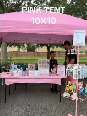 The cutest booth starts with the cutest tent. 💕⛺️ This pink canopy is perfect for vendor events, markets, and outdoor pop-ups! ✨🌸 #VendorBooth #SmallBusinessOwner #MarketSetup #PinkAesthetic #CraftFair