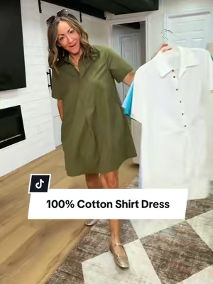 100% cotton and it can be worn fall, spring and summer! I’m 5’2” 127 in a Small #shirtdress #dresswithpockets #modestfashion #officedress #churchdress @Wenrine shop 
