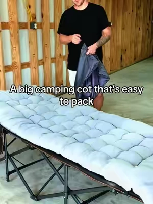 I went with the oversized XL. It comes with the mattress, folds up into the carry bag, and has a mesh pocket on the side too. #campingcot #campinggear #outdoorgear #campingsetup #tiktokshop