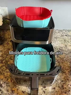 Recipientes para freidora de aire de silicona reutilizables, prácticos para cocinar y mantener la air fryer más limpia. 2/4pcs Reusable Square Silicon #RecipientesParaFreidoraDeAire #RecipienteDeSilicona #FreidoraDeAire #AirFryer #AccesoriosParaAirFryer