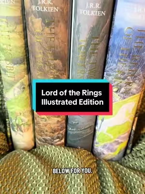The Special Edition Illustrated Box Set of Tolkien’s classics: The hardcover editions of these beautifully illustrated works have now been collected together into one boxed set of four books. Readers will be able to follow the complete story of the Hobbits and their part in the quest for the Ring with breathtaking illustrations of the iconic scenes in this epic tale- beginning with Bilbo’s fateful visit from Gandalf in The Hobbit, continuing with the Council of Elrond in The Fellowship of the Ring andthe Battle of Helm's Deep in The Two Towers, and culminating in the dramatic climax between Frodo and Gollum atop Mount Doom in The Return of the King. #lotr #lordoftherings #lordoftheringstiktok #lotrtok #lotrtiktok 