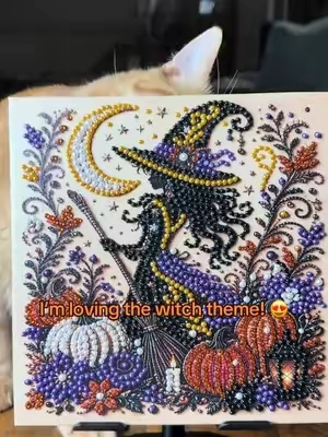 I love the beads and pearls in this piece! It’s so pretty and so relaxing to do! #cozyvibes #halloween #diamondpainting #newhobby #diamondpaintingtiktok 