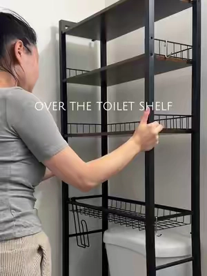 Over the toilet shelf organizer for extra storage in small bathrooms #bathroomorganization #bathroomstorage #bathroomshelves #tiktokshopcreatorpicks #tiktokshopsbacktoschool 