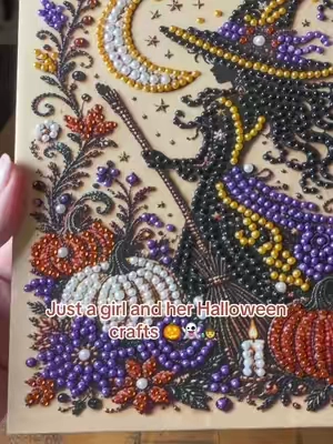 Spooky season crafting has officially begun 🎃🧙‍♀️✨ #halloweencrafts #diamondpainting #crafttok #spookyseason #halloweendecor 