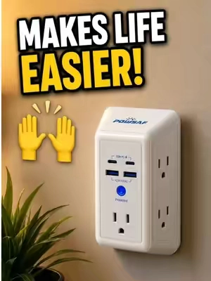 A simple upgrade your home actually needs ⚡ More outlets, USB charging, and a built-in night light to make everyday life easier — all without the clutter. POWSAF outlet extender is on sale now + free shipping 🚚✨ #homeorganization #apartmentfriendly #smallspacesolutions #homegoodsfinds #homehack #smallspaceliving#powsaf  #blackfriday #surgeprotector #tiktokshopblackfriday #tiktokshopcybermonday #fyp #dealsforyoudays #summerwins #TikTokshopbacktoschool #homefinds