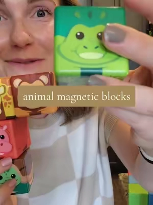 the fun of building with magnetic blocks without the fear of them going in the mouth #screenfreeplay #buildingblocks #magneticblocks #toddlergiftideas #giftsforkids 
