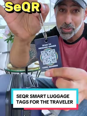 SeQR Smart Luggage Tags offers a way for people to contact you without ever seeing your personal information while traveling! #luggagetags #luggage #traveltips #travelaccessories #travelhacks 