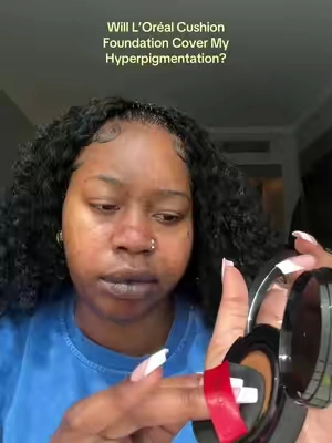 Tried the @loréal paris usa cushion foundation and was very impressed! Can’t wait to keep using it! 🤩 #foundation #cushionfoundation #coverage #hyperpigmentation #darkmarks 
