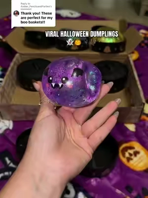 Replying to @Amber_PencilsandParties the viral dumplings are perfect for boo baskets!! #Dumplings #HalloweenDumplings #Squishy #HalloweenToy #BooBasket 
