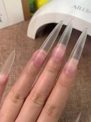 My extra-long almond nails are securely in place... take a look at what I used 💅✨#diynailsathome #fypages #nailtutorial #nailhack #nailglue 
