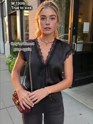 This black top looks way more expensive than it is 🖤 The lace details are everything. Perfect everyday feminine style! #blacktop #frenchstyle #quietluxury #dateoutfit #TikTokFashion