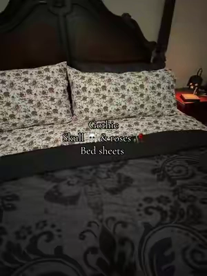 Emryn house halloween printed sheets @HSN, Inc #halloweenbedding #gothicbedroom #halloweensheets #bedsheets #sheetsets 