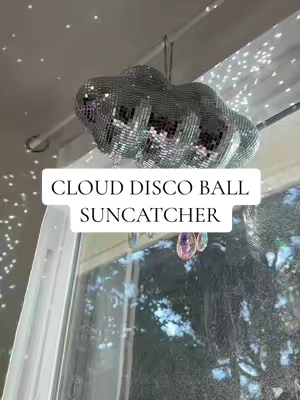 the prettiest disco ball cloud suncatcher ☁️🪩✨ the rainbow reflections are sooo magical 🌈 #Suncatcher #DiscoBallDecor #WindowDecor #HomeDecor #discoball