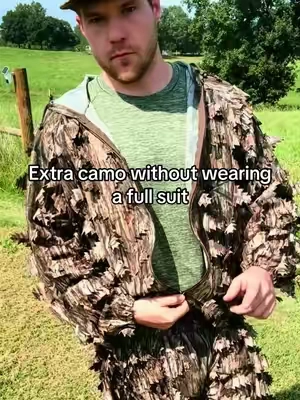 Lightweight, easy to throw on over what you already have on, and they’ve got several different camo patterns. Simple setup for deer season. #leafsuit #deerhunting #camo #huntinggear #tiktokshop