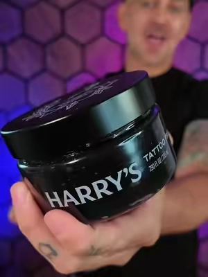 Keep you tattoos looking healthy and vibrant and not just greasy and shiny #tattooaftercare @Harry's 