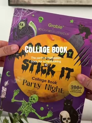 It has so many fun stickers and pages! Can’t wait to use it 🎃 #scrapbooking #grabie #craftnight #halloween 