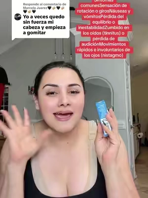 Respuesta a @Marcelo Juarez🖤🍻🖤🍻🖤🍻🖤 El vértigo es una sensación falsa de movimiento o giro. La persona siente que todo a su alrededor da vueltas o que ella misma se mueve cuando en realidad está quieta. No es una enfermedad, sino un síntoma de un problema en el sistema de equilibrio del cuerpo.Tipos principalesVértigo periférico: Ocurre por problemas en el oído interno (el órgano encargado del equilibrio). Es el más frecuente.Vértigo central: Ocurre por problemas en el cerebro o el sistema nervioso central.Síntomas comunesSensación de rotación o girosNáuseas y vómitosPérdida del equilibrio o inestabilidadZumbido en los oídos (tinnitus) o pérdida de audiciónMovimientos rápidos e involuntarios de los ojos (nistagmo)#tiktokshopsummersale #TikTokshopbacktoschool #tiktokshopcreatorpicks #sohochic 