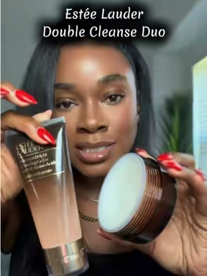 Estée Lauder Double Cleanse Duo pairs a lipid-rich cleansing balm that melts into an oil to dissolve makeup and sunscreen with a 15-amino-acid gelée cleanser for a gentle, thorough second cleanse. @Estée Lauder @The Estée Lauder Store  #TikTokshopbacktoschool #BackToSchool #TikTokShopCosmetics #esteelauder #doublecleanse 