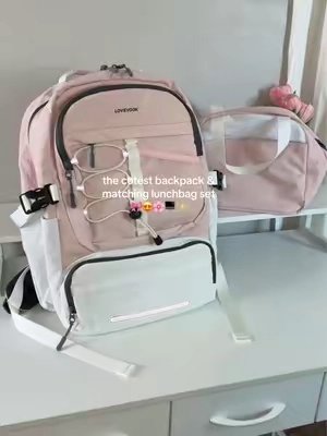 Fits a laptop! 💻🎀 The perfect school/ work/ travel backpack set 🤩  #lovevook #backpack #lunchbag #schoolessentials #TikTokshopbacktoschool 