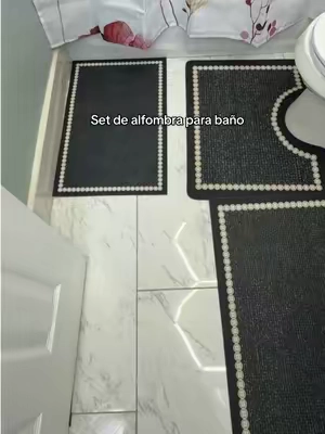 Set de alfombra para baño de 3piezas absorbentes y antideslizantes #alfombrasparabaño #setdebaño #decoration #bathroom 