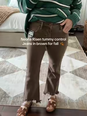 Neona Risen tummy control Jeans in brown #risenjeans #tummycontrol #TikTokshopbacktoschool 