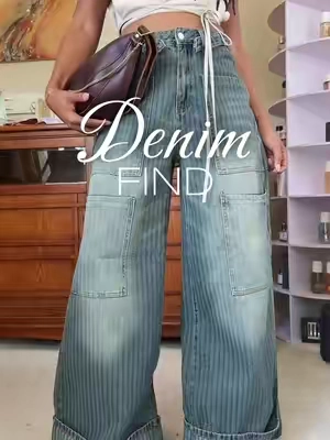 These wide leg stripe denim from Akira are 🔥! Love a wide leg Jean! The stripes and oversized pockets on these are chefs kiss!  Bag here >  @Morai Elise  Top here >  @Morai Elise  #denim #jeans #widelegjeans #widelegpants #fashiontok 