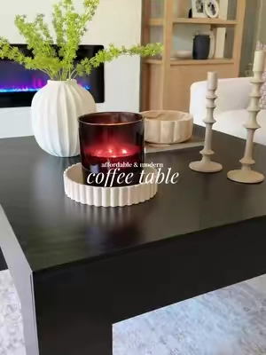 One of my best home purchases 😍 Looks so high-end & sleek.  #oversizedcoffeetable #fallhomedecor #fallaesthetic #cozyhome #coffeetablestyling 