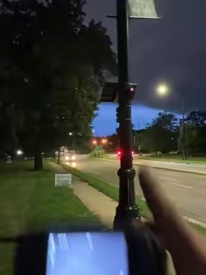 The infrared night vision binoculars show the flock camera as it takes pictures of the cars that go by! #nightvision #nightvisionbinoculars #infrared #flockcameras #flockcamera 