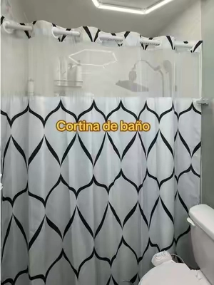cortina de baño sin ganchos, cortina doble capa, cortina de baño 72x75. Geometric corrugated no hook s #CortinaDeBaño #CortinaSinGanchos #Baño #TikTokshopbacktoschool