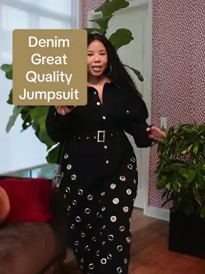 Love this jumpsuit. The quality is so good  #denimjumpsuit #widelegjumpsuit #akirajumpsuit #CurvyFashion #jumpsuits 