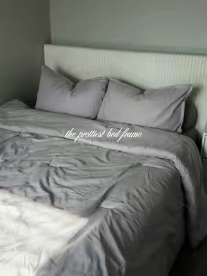 so soft and cutesy 🤍🌸 #bedframe #headboard #softframebed #roomdecor #CapCut 