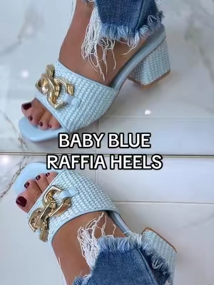 Baby blue raffia sandals 💙 #raffiasandals #raffiaheels #blockheels #opentoesandals #newshoes @Coutgo Fashion @Coutgo 