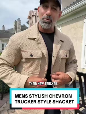 Mens Stylish Chevron Trucker Style Shacket #mensshacket #shacket #mensjacket #mensstyle #falljacket  