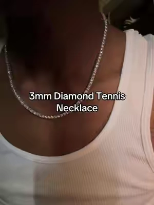 GLD 3mm Diamond Tennis Necklace in White Gold Perfect Gift #fyp #fashion #necklace 