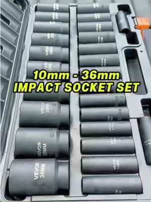 26 piece impact socket set that covers 10 through 36mm. #impact #socketset #tools #mechanic #impactsockets 