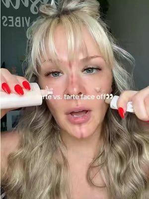 who wins??👀 @tarte cosmetics #tartecosmetics #tintedmoisturizer #spfmakeup #coverage #tintedserum 