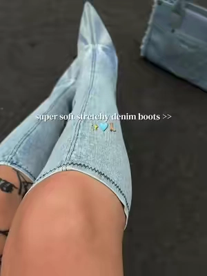 Denim days are coming 🩵🤩 @AKIRA #denim #boots #stiletto #falloutfits 