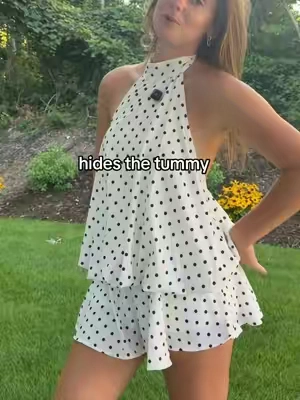 halter mini dress that hides tummy and has built-in shorts  runs true to size  #TikTokshopbacktoschool #tallgirlapproved #tiktokshopcreatorpicks #halterminidress #fallfashion 