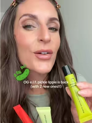 e.l.f. PICKLE lip balm is back plus 2 new pickle themed lippies are here! @e.l.f. Cosmetics #elfcosmetics #lipbalm #glowreviver #pickletok #lipgloss 