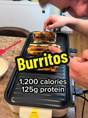 Always a fun time in the kitchen✌️ #burrito #grilledcheeseburrito #lowcalhighprotein #frozenburrito 