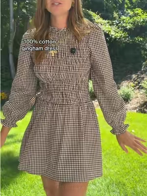 gingham dress from @Cupshe Swim & Apparel 🤎🍁 6ft size medium (runs true to size)  #ginghamdress #100percentcotton #TikTokshopbacktoschool #SohoChic #tallgirlapproved 